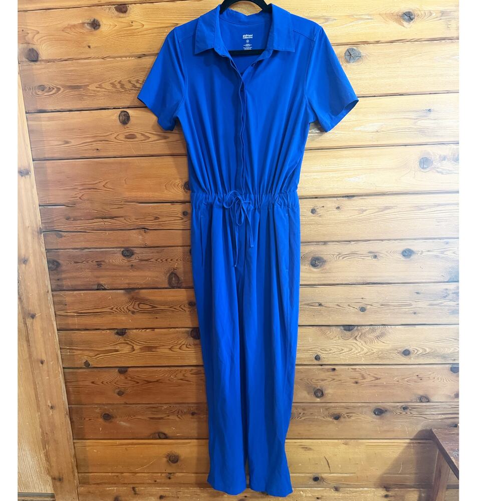 Girlfriend Collective Blue Woven Stretch Jumpsuit Size Medium